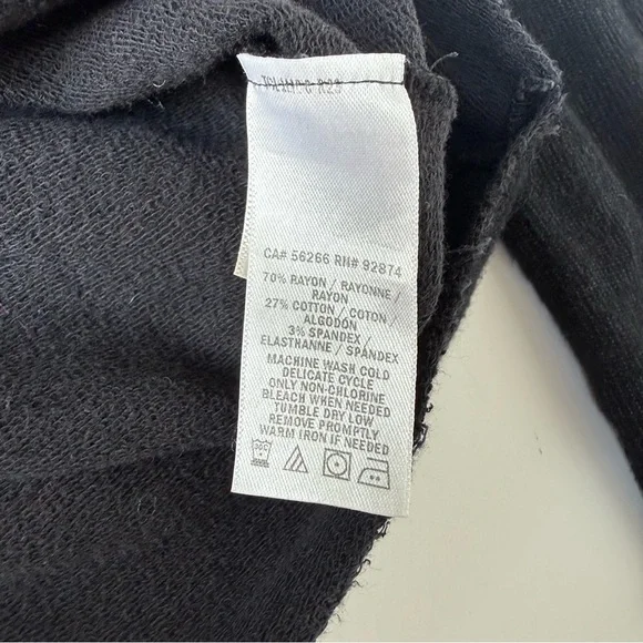 Splendid Black Cropped Sweatshirt Pullover XS Raw Hem Crewneck - Picture 4 of 5